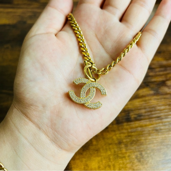 Reserved 18K Plated Gold Chanel Women jewelry Chain Necklace Bracelet Earrings - Picture 5 of 16